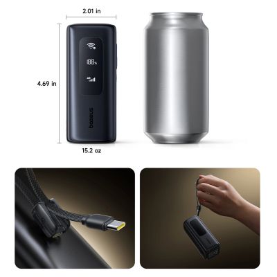 11. Baseus EnerGeek GX11 MiFi 20000mAh 67W Powerbank mit WLAN-Funktion - Schwarz