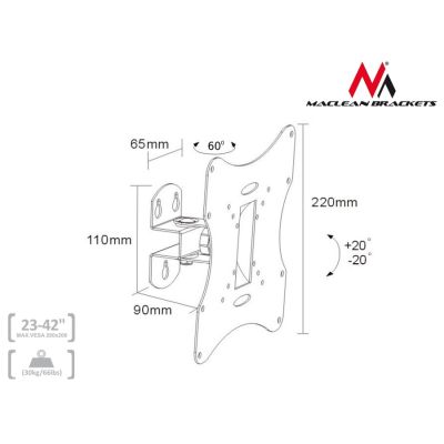 4. Maclean MC-501B TV-Wandhalterung (Schwenkbar, Wandmontage, neigbar - 42"; max. 30 kg)