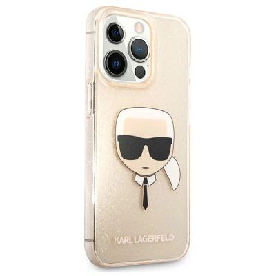 4. Karl Lagerfeld Glitzer Karl's Head Case für iPhone 13 Pro / iPhone 13 - Gold