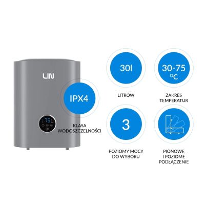 3. Elektroboiler LIN LIFVD1SMGY 30L UNIVERSAL grau