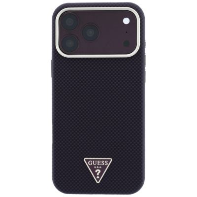 3. Guess Kevlar Triangle Logo MagSafe Hülle für iPhone 17 Pro / 18 Pro - Burgunderrot