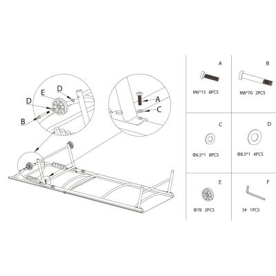 7. Gartenliegestuhl 185 x 57 x 31 cm, Grau
