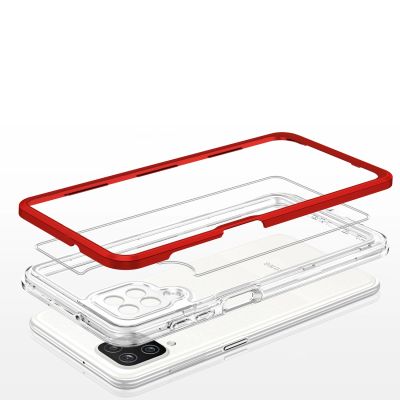 5. Klare 3in1 Hülle für Samsung Galaxy A22 4G Frame Gel Cover Rot