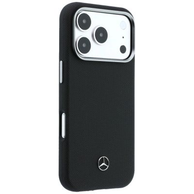 4. Mercedes Leder-Halbhülle in Holzoptik mit MagSafe-Funktion für iPhone 17 Pro Max – Schwarz