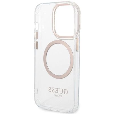 7. Guess Metal Outline Magsafe iPhone 15 Pro Max Hülle - Gold