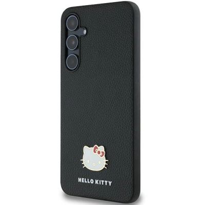 2. Hello Kitty Metal Logo Kitty Head Hülle für Samsung Galaxy A55 – Schwarz
