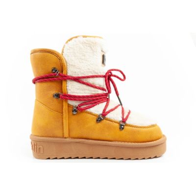4. D.Franklin Damen Winter-Schneestiefel, modisches Fellfutter, Senffarbe