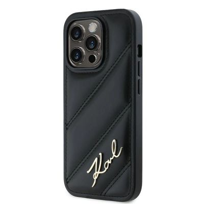 2. Karl Lagerfeld Diagonal Quilted Script Hülle für iPhone 13 Pro Max – Schwarz