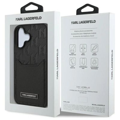 8. Karl Lagerfeld Cardslots Monogram Hülle für iPhone 16 – Schwarz