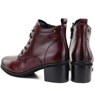 9. Damen-Schnürstiefeletten aus Leder mit hohem Absatz, bordeauxrot, Vinceza EN27-133107