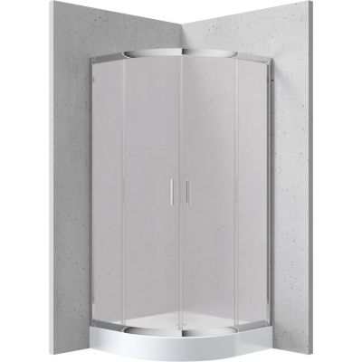 Halbrunde Duschkabine mit Duschwanne 90x90 cm