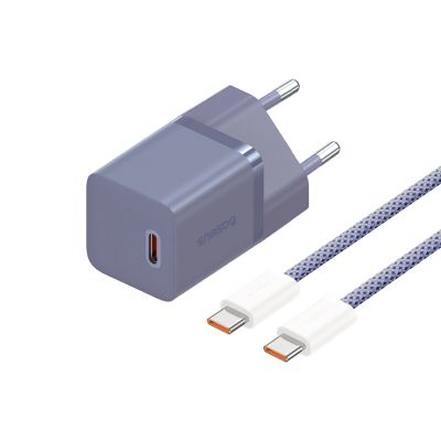 6. Baseus GaN5 30W USB-C EU-Wandladegerät mit lila Kabel , Baseus Dynamic 3 USB-C 100W 1m - Lila