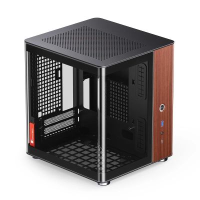 31. Jonsbo TK-0 PC-Gehäuse, Mini-Tower, Mini-ITX, gehärtetes Glas, Holz – schwarz