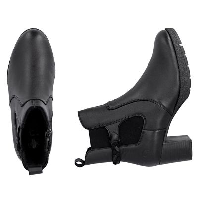 5. Damen-Ankle-Boots aus Leder mit Absatz, gefüttert, schwarz, Rieker 77651-00