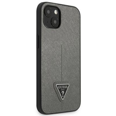 4. Guess SaffianoTriangle Logo Case für iPhone 13 / 14 / 15 6.1" - Silber