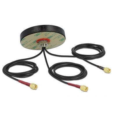 2. DeLOCK Dualband-Antenne LTE MIMO WLAN 802.11 ac/ax/a/h/b/g/n 3 x SMA-Stecker RG-174 1 m Schraubanschluss, Feldmontage, schwarz