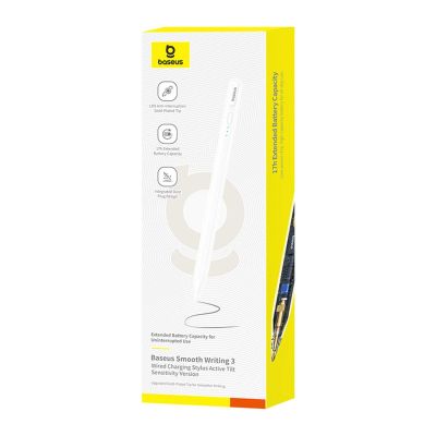 11. Baseus Smooth Writing 3 Active Stylus, kabelgebundener, wiederaufladbarer Stylus (Version mit Schreibwinkelerkennung) – Weiß