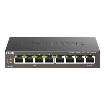 D-Link DGS-1008P/E Netzwerkkabel, unmanaged L2 PoE-Unterstützung, Schwarz