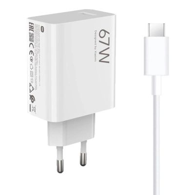 5. Xiaomi BHR9465EU 67W 6,2A USB-A-Wandladegerät mit USB-C-Kabel – Weiß