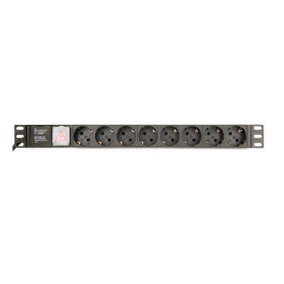 GEMBIRD 19"-Rack-Steckdosenleiste PDU EG-PDU-014-C14 1U, 10 A, 8 x SCHUKO, C14-Stecker, 3-m-Kabel
