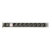 GEMBIRD 19"-Rack-Steckdosenleiste PDU EG-PDU-014-C14 1U, 10 A, 8 x SCHUKO, C14-Stecker, 3-m-Kabel
