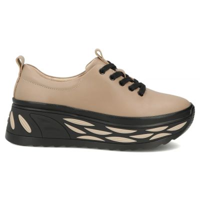 2. Damen-Sneaker aus Leder mit taupefarbenem Plateau, Modell Filippo DP8006