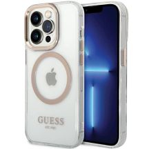 Guess Metal Outline MagSafe Hülle für iPhone 15 Pro - Gold