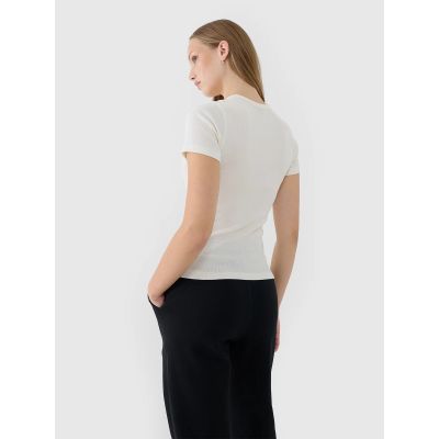 3. Schmales geripptes Damen-T-Shirt 4F 4FWSS25TTSHF1968-11S