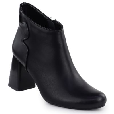 Elegante schwarze Leder-Ankle-Boots mit Blockabsatz, Jezzi OLI21-2