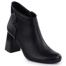 Elegante schwarze Leder-Ankle-Boots mit Blockabsatz, Jezzi OLI21-2