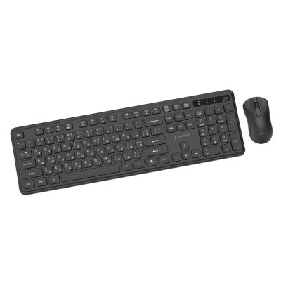 3. GEMBIRD Kabelloses Slim Pro Business-Schreibtisch-Tastatur- und Maus-Set, Schwarz, Russisches Layout