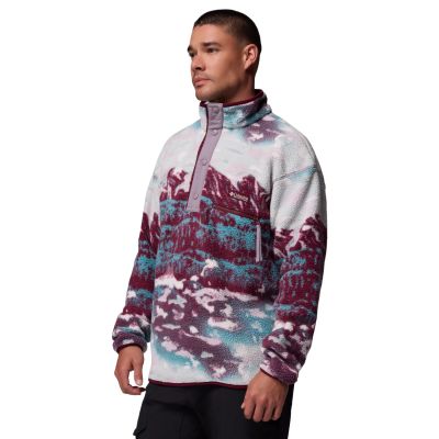2. Columbia Helvetia II bedrucktes Fleece mit halbem Druckknopf, 2098461624, Burgunderrot, L