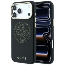 Guess Perforierte 4G Gold Logo Magsafe Hülle für iPhone 17 Pro / 18 Pro - Schwarz