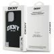8. DKNY Silikon-MagSafe-Hülle mit weißem bedrucktem Logo für iPhone 16 Pro Max – Schwarz