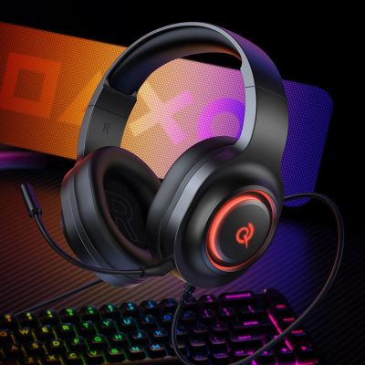 7. QCY V200 Pro Kabelgebundenes Gaming-Headset mit 7.1-Sound und abnehmbarem Mikrofon – Schwarz