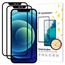 Wozinsky Set aus 2x Super Durable Full Glue Tempered Glass Vollbild mit Rahmen Hülle Friendly iPhone 12 Pro / iPhone 12 Schwarz
