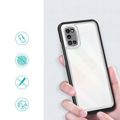 2. Klare 3in1 Hülle für Samsung Galaxy A03s (166) Rahmen Gel Cover schwarz