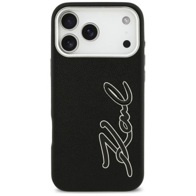 3. Karl Lagerfeld FW Grained Signature Logo Case für iPhone 17 Pro Max - Schwarz