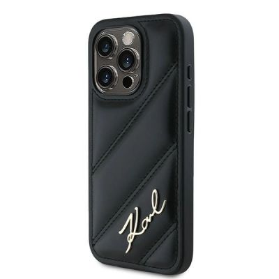 2. Karl Lagerfeld Diagonal Quilted Script Hülle für iPhone 15 Pro Max – Schwarz