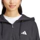 5. adidas Essentials Damen-Kapuzenpullover mit 3 Streifen aus French Terry, Viertelreißverschluss, Schwarz, JN1956