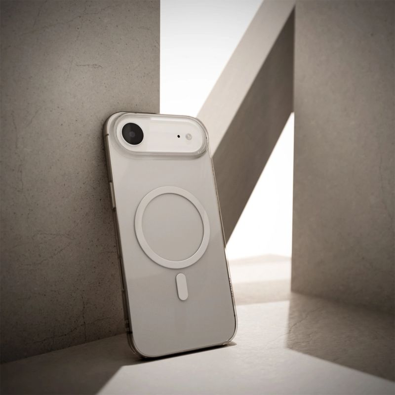 10. Puro Lite Mag TPU+PC Hülle kompatibel mit MagSafe für iPhone 17 Air - Transparent mit weißem Ring
