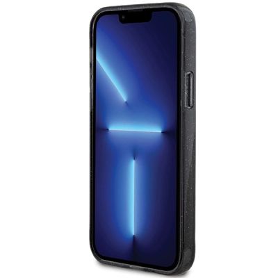 5. Guess Ring Stand Script Glitter MagSafe-Hülle für iPhone 12/12 Pro – Schwarz