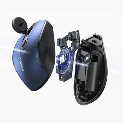 6. Ugreen MU006 kabellose optische Maus USB 2,4 GHz / Bluetooth 5.0 4000 DPI – blau