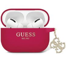 Guess GUAP2LECG4M Hülle für AirPods Pro 2, lila/magentafarbener flüssiger Silikon-Glitzer-Dreiecksanhänger
