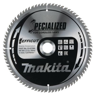 TCT-Scheibe Makita B-67240 260X2,15X30mm 10° T80 EFFICUT