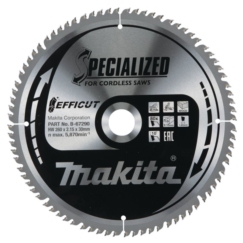 TCT-Scheibe Makita B-67240 260X2,15X30mm 10° T80 EFFICUT