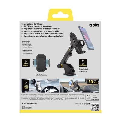 4. SBS TEHWSUPWIND Teleskop-Smartphone-Halterung mit Saugnapf – Schwarz