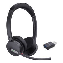 Yealink WH64 Hybrid Dual Teams Headset Kabelloses Headset mit Kopfbügel, Büro/Callcenter, Micro-USB, Bluetooth, Schwarz