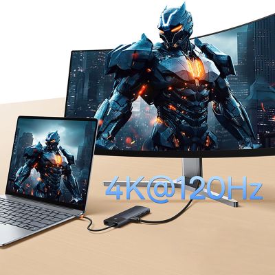 12. Baseus Metal Gleam II 10in1 HDMI USB-A USB-C RJ45 SD/TF Hub - Grau