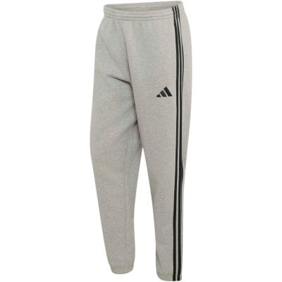 2. adidas Essentials 3-Streifen Fleecehose für Herren, schmal zulaufende Bündchen, grau, KY4127